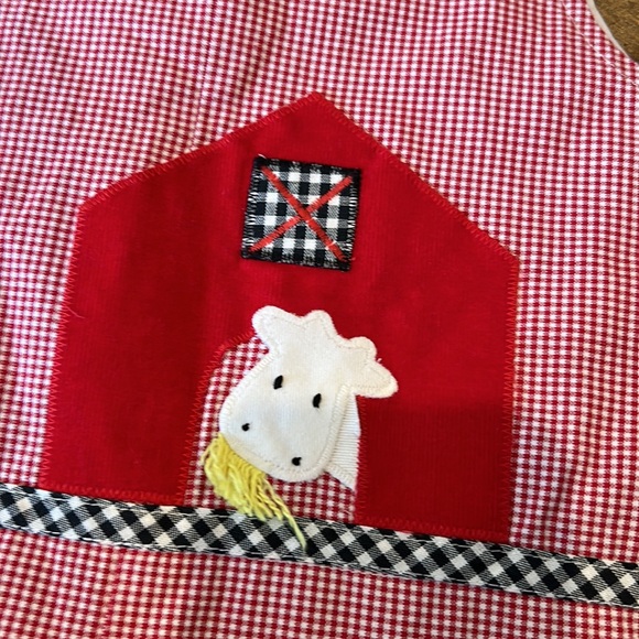 Funtasia ! Too… red and white checked barn yard appliqués jumper size 24 - Picture 2 of 4